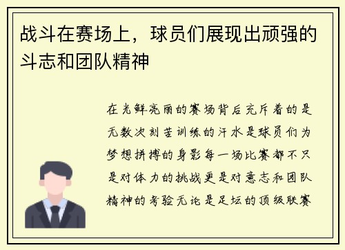 战斗在赛场上，球员们展现出顽强的斗志和团队精神